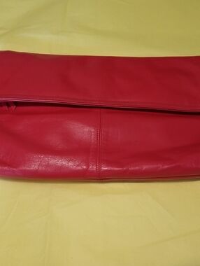Lord & Taylor Vintage womens Red Leather "Envelope" Clutch EUC